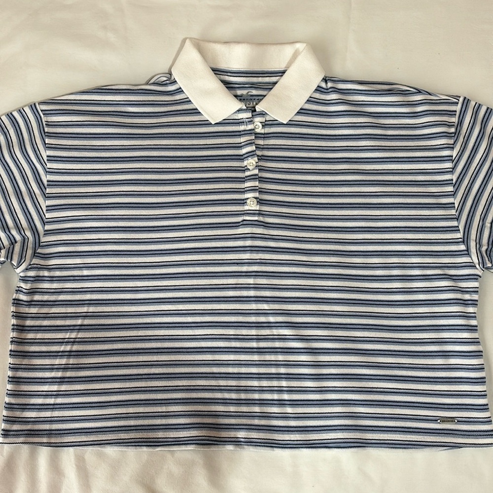 Hollister Baggy Striped Cropped Polo Tee